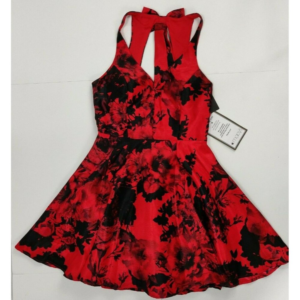 City Studios Womens Dress Juniors Size 3 Red Black - Picture 10 of 16